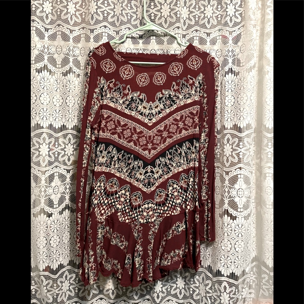 Red free people tunic with open back